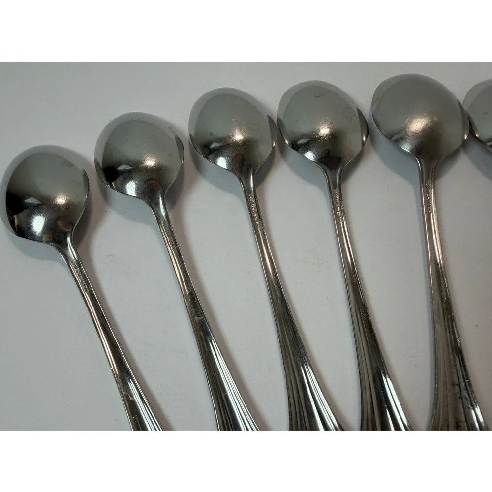 9 Oval Soup Spoons BANCROFT by Oneida Stainless Steel Flatware USA 6 7/8